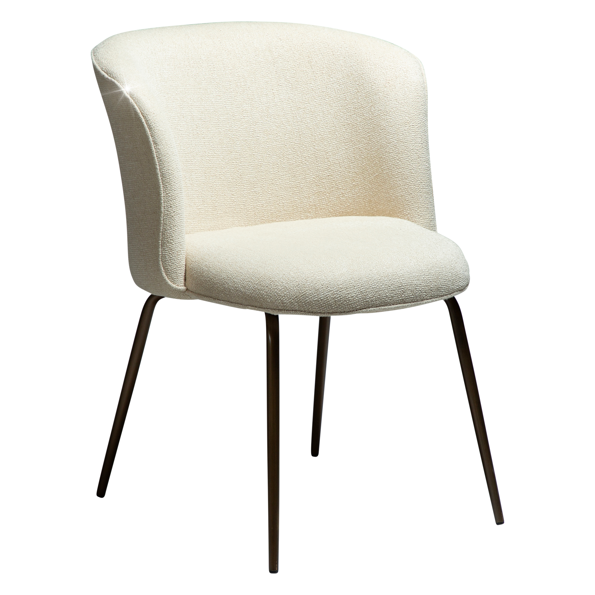 [var:Bezug=Frosted Almond Bouclé-Stoff mit Schimmer und antiken Messingbeinen] BLISS Stuhl