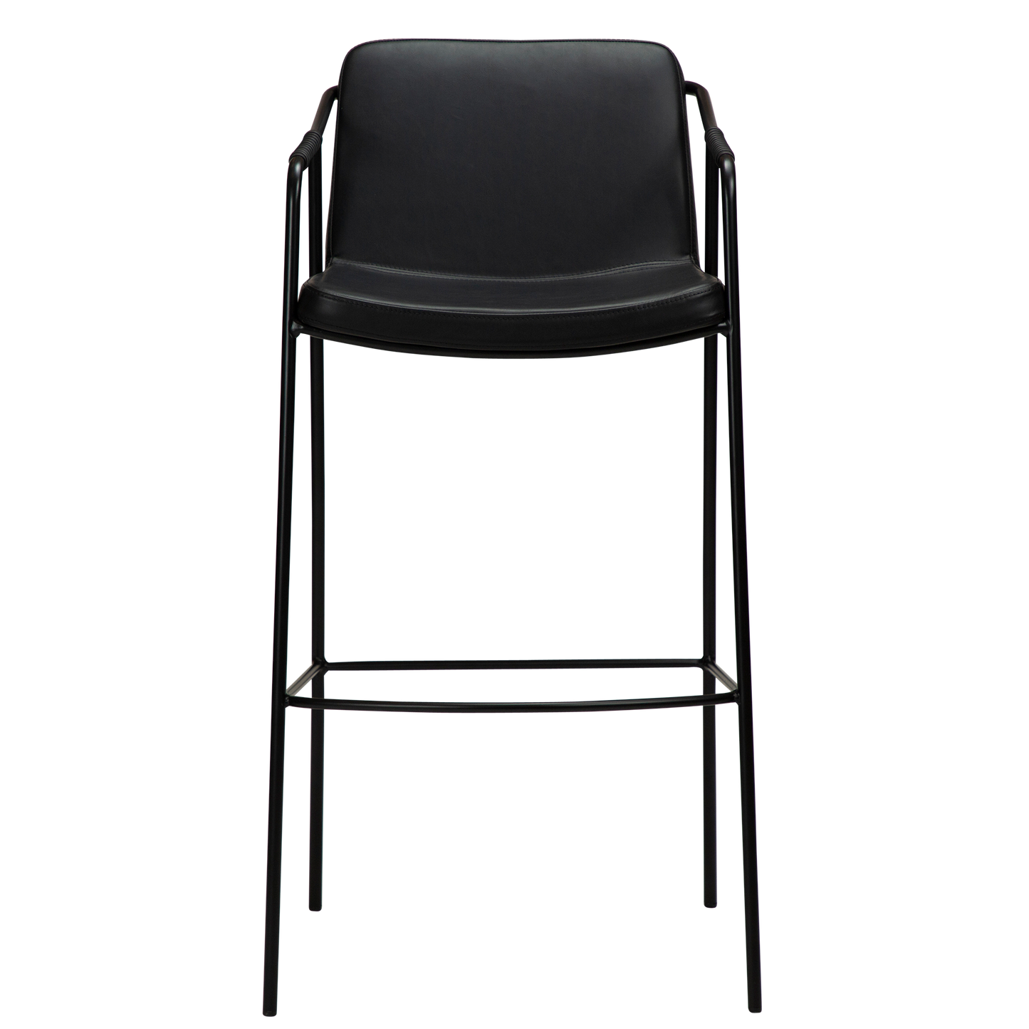 [var:Bezug=Vintage schwarzes Kunstleder mit schwarzen Beinen] BOTO Barhocker