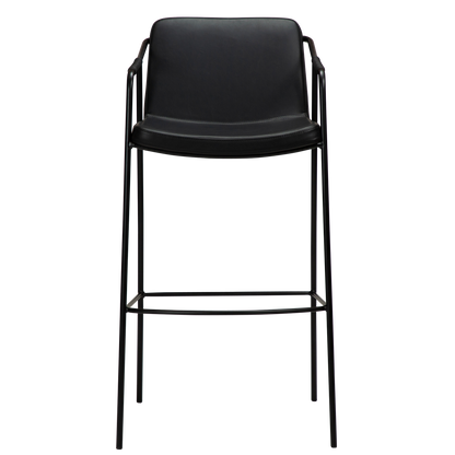 [var:Bezug=Vintage schwarzes Kunstleder mit schwarzen Beinen] BOTO Barhocker