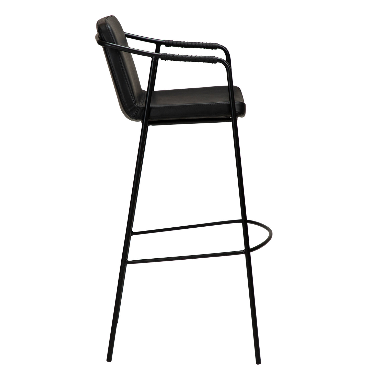 [var:Bezug=Vintage schwarzes Kunstleder mit schwarzen Beinen] BOTO Barhocker