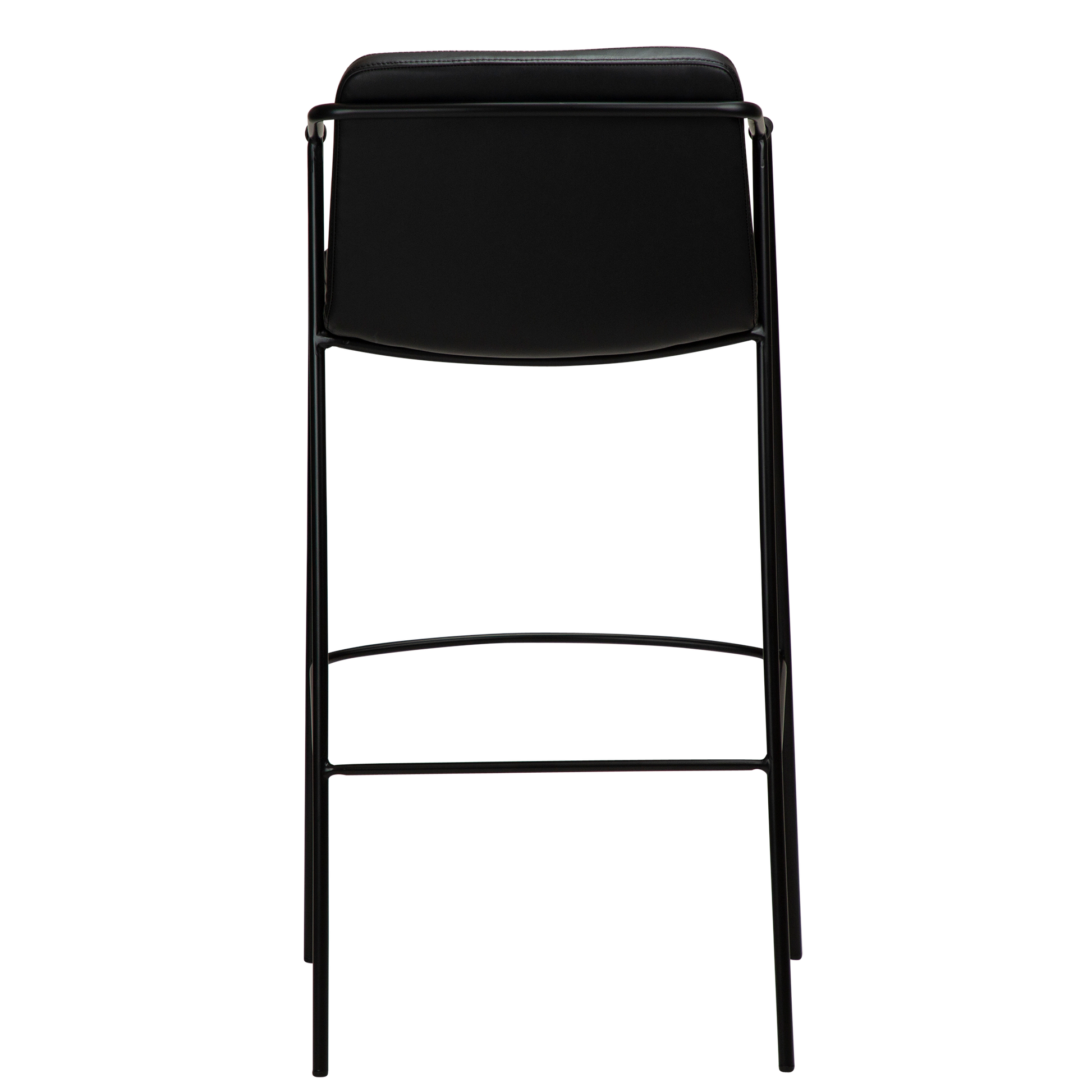 [var:Bezug=Vintage schwarzes Kunstleder mit schwarzen Beinen] BOTO Barhocker