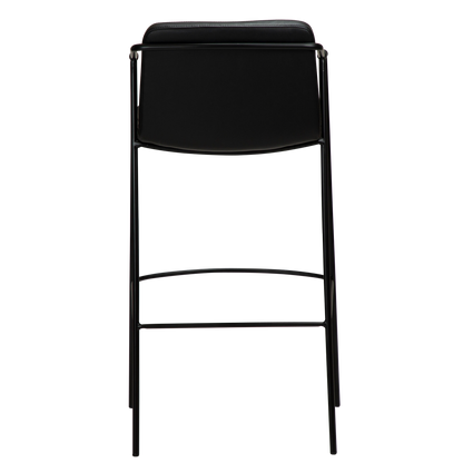 [var:Bezug=Vintage schwarzes Kunstleder mit schwarzen Beinen] BOTO Barhocker