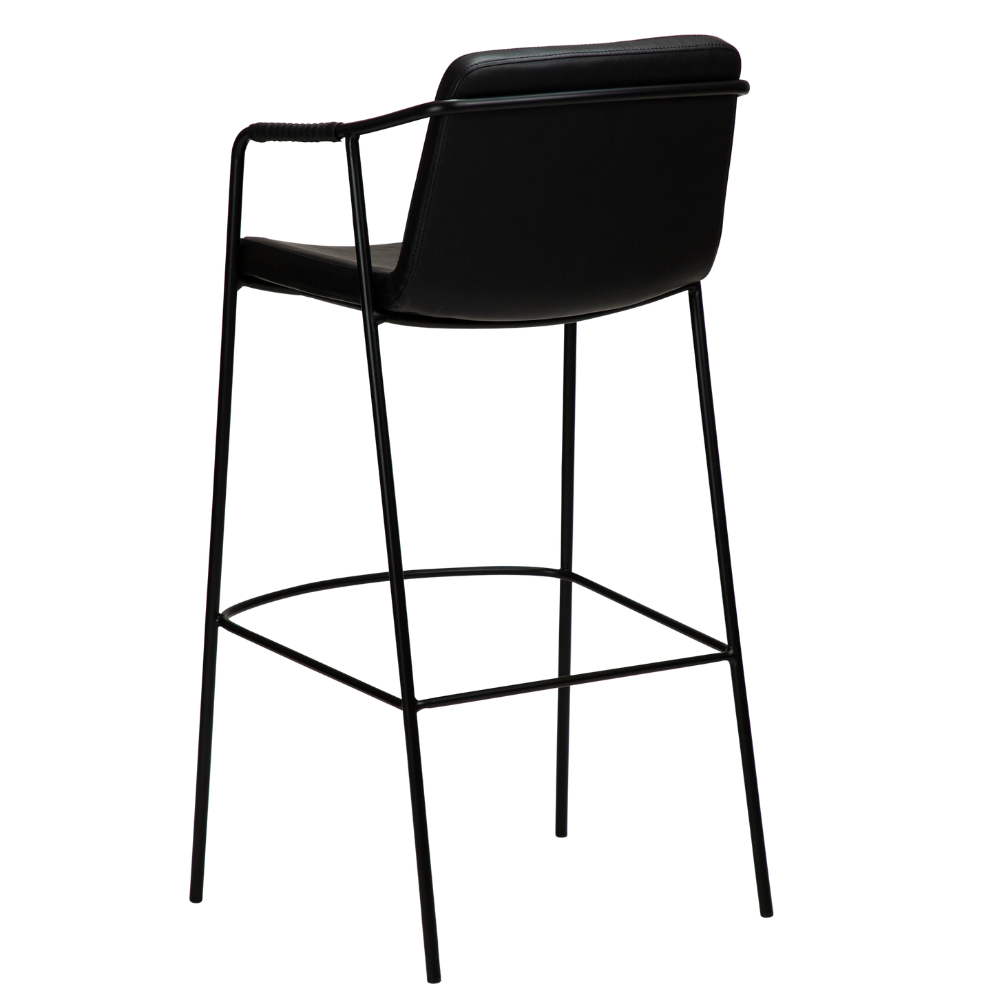 [var:Bezug=Vintage schwarzes Kunstleder mit schwarzen Beinen] BOTO Barhocker