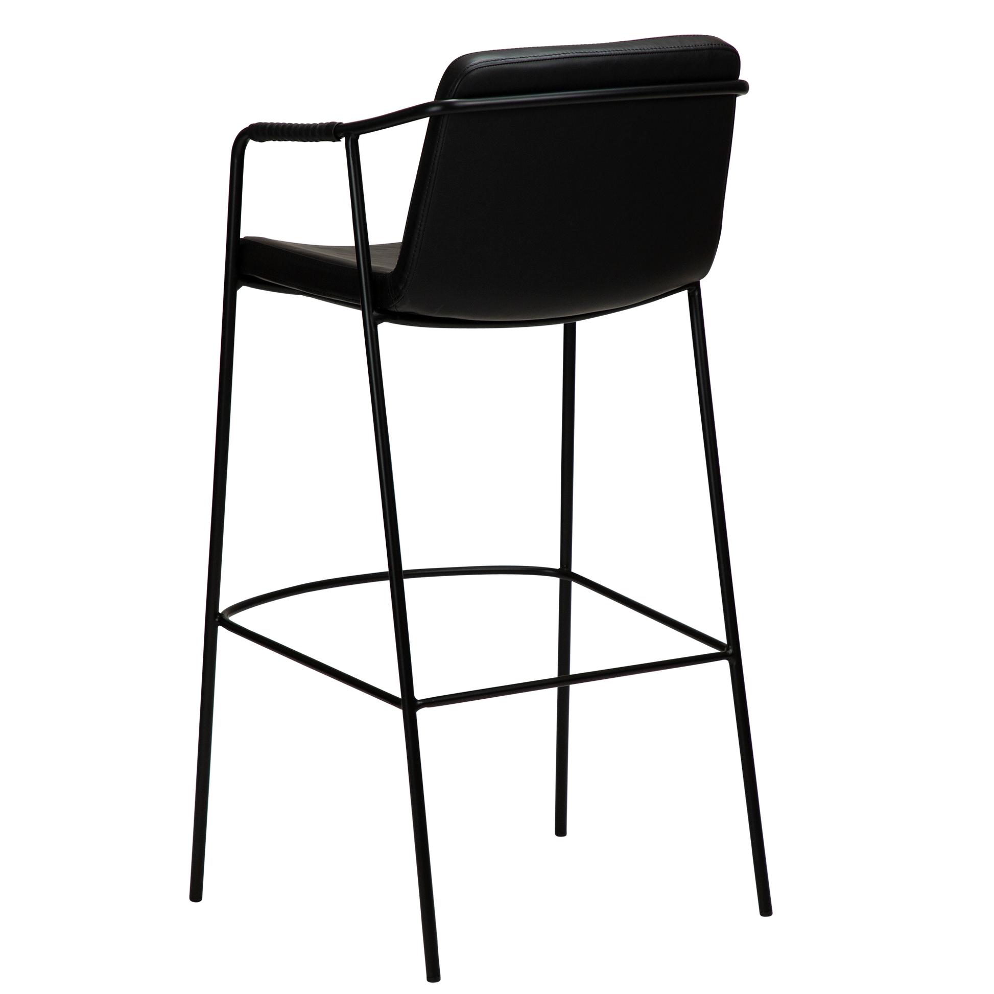 [var:Bezug=Vintage schwarzes Kunstleder mit schwarzen Beinen] BOTO Barhocker