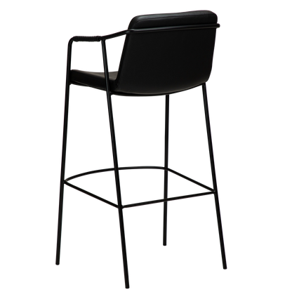 [var:Bezug=Vintage schwarzes Kunstleder mit schwarzen Beinen] BOTO Barhocker