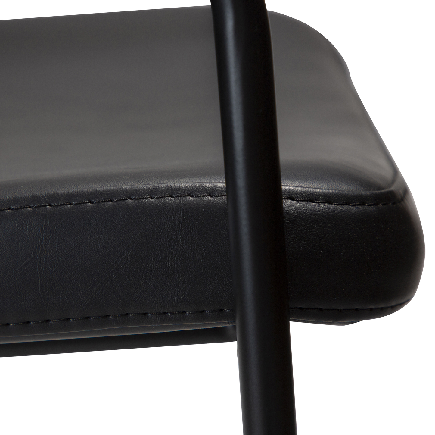 [var:Bezug=Vintage schwarzes Kunstleder mit schwarzen Beinen] BOTO Barhocker