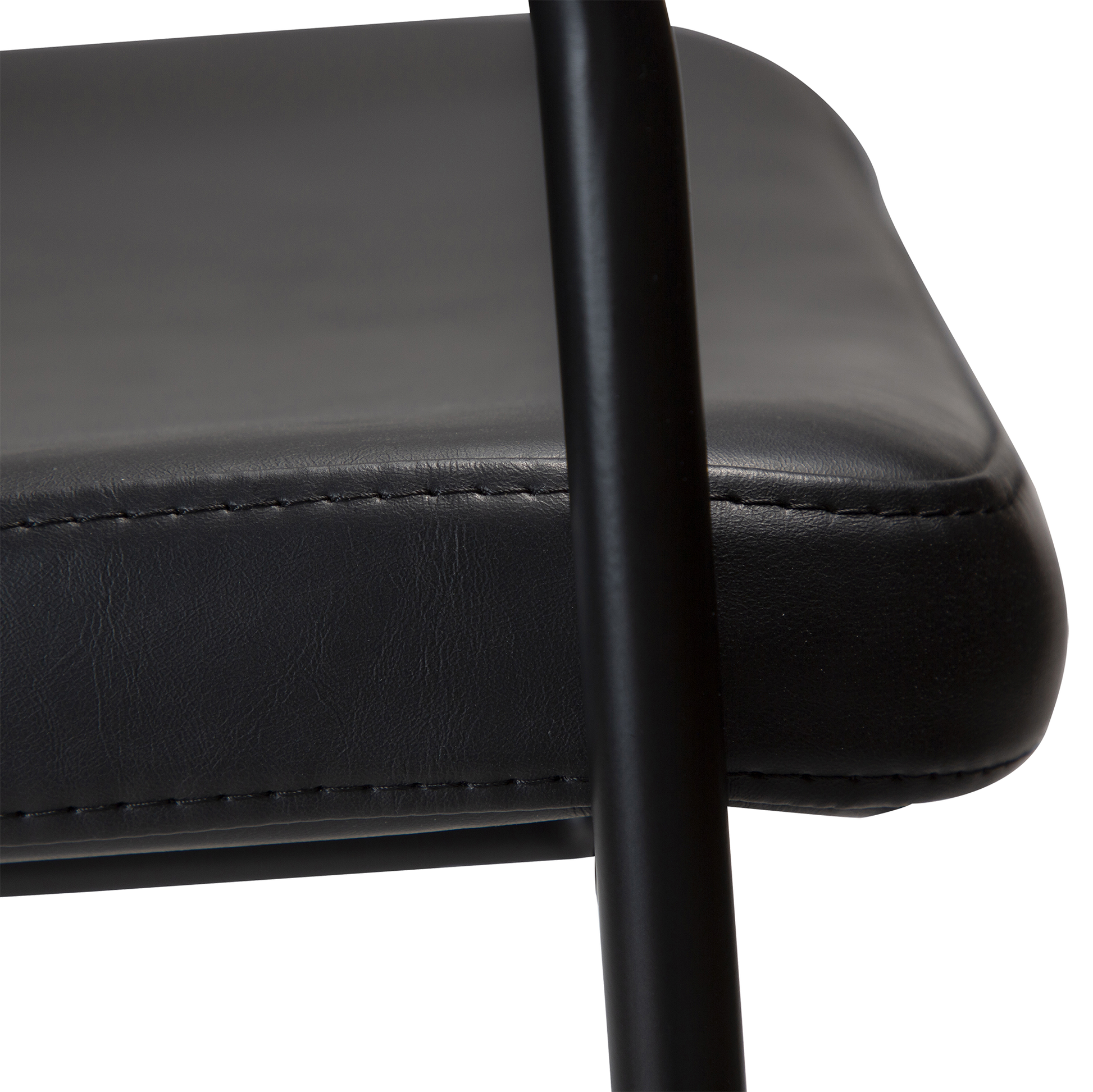 [var:Bezug=Vintage schwarzes Kunstleder mit schwarzen Beinen] BOTO Barhocker