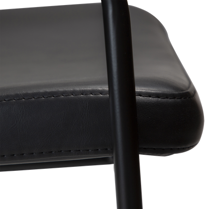 [var:Bezug=Vintage schwarzes Kunstleder mit schwarzen Beinen] BOTO Barhocker