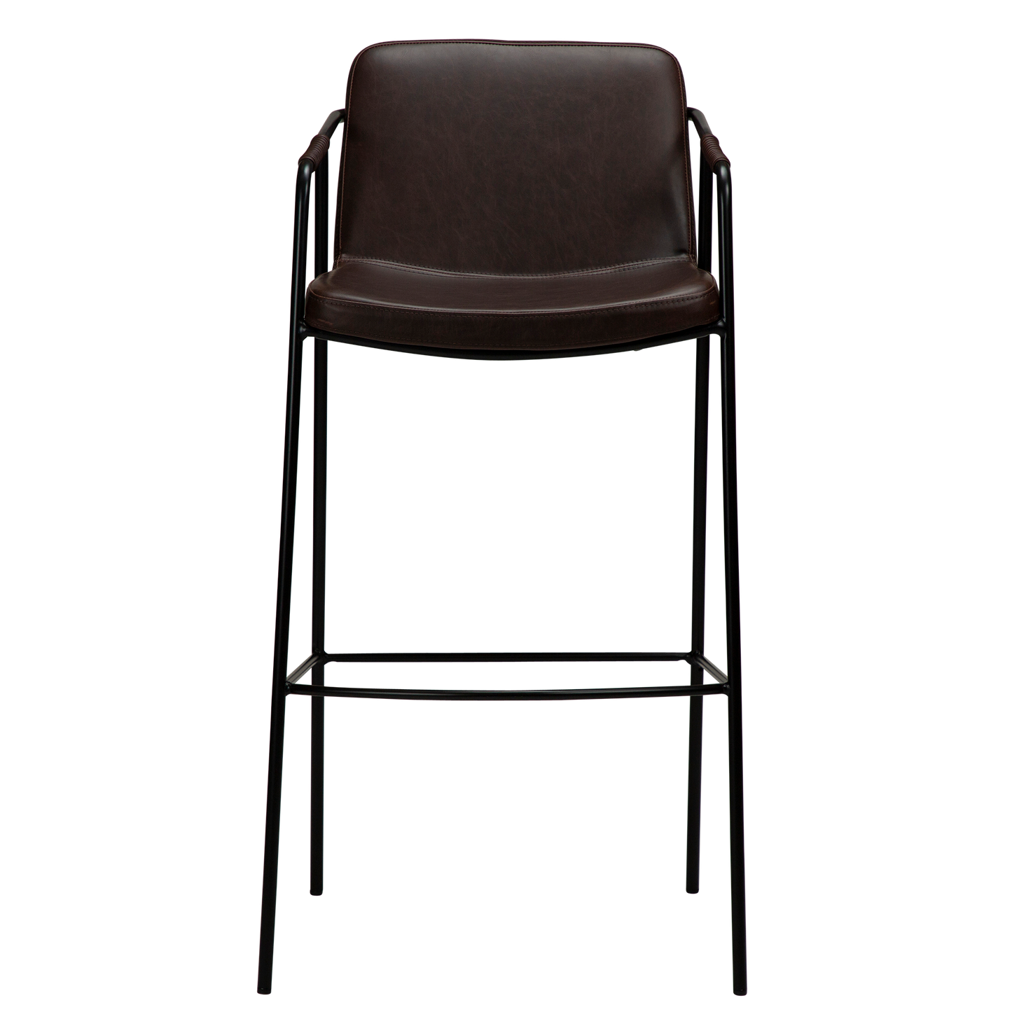 [var:Bezug=Vintage kakaofarbenes Kunstleder mit schwarzen Beinen] BOTO Barhocker