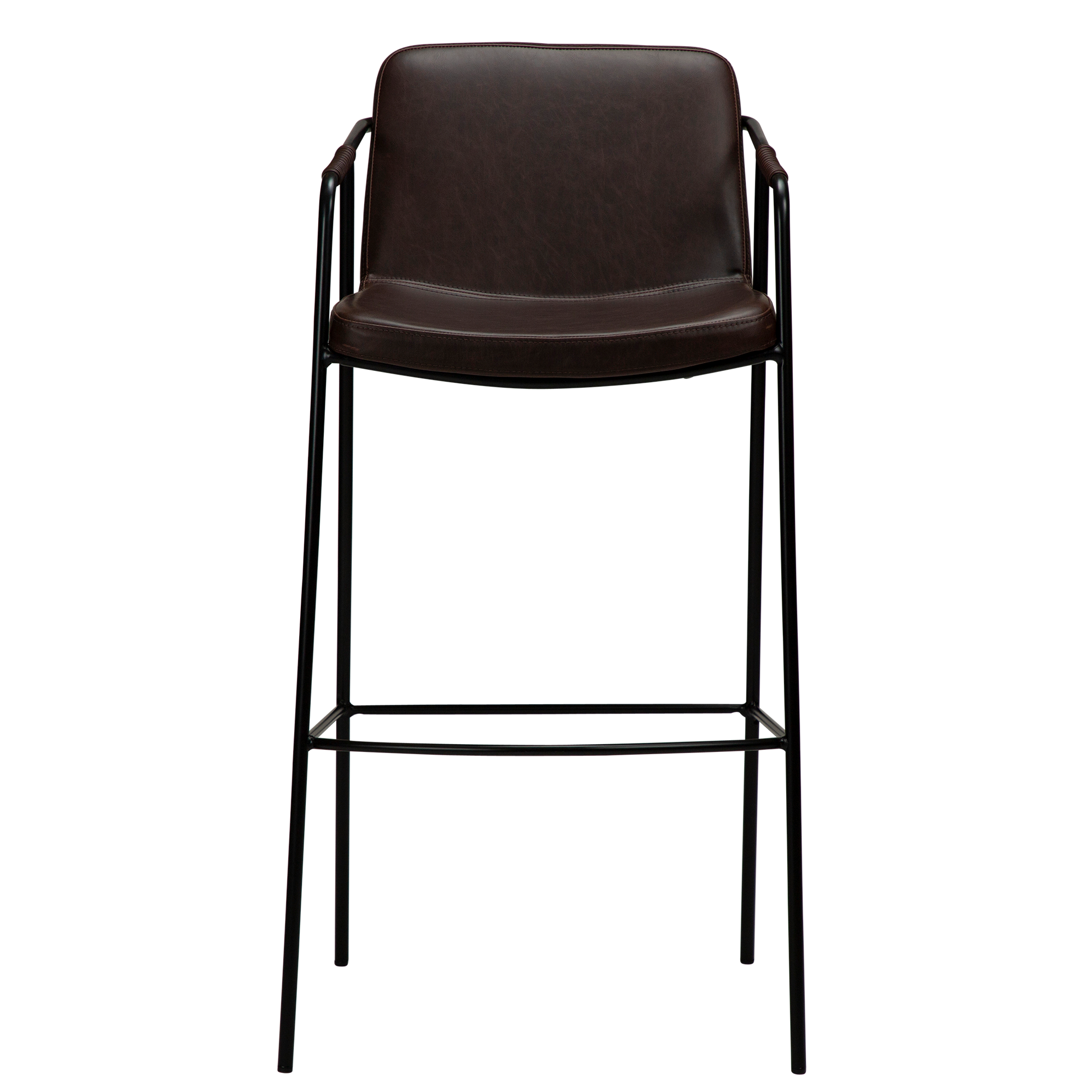 [var:Bezug=Vintage kakaofarbenes Kunstleder mit schwarzen Beinen] BOTO Barhocker