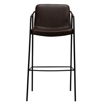 [var:Bezug=Vintage kakaofarbenes Kunstleder mit schwarzen Beinen] BOTO Barhocker