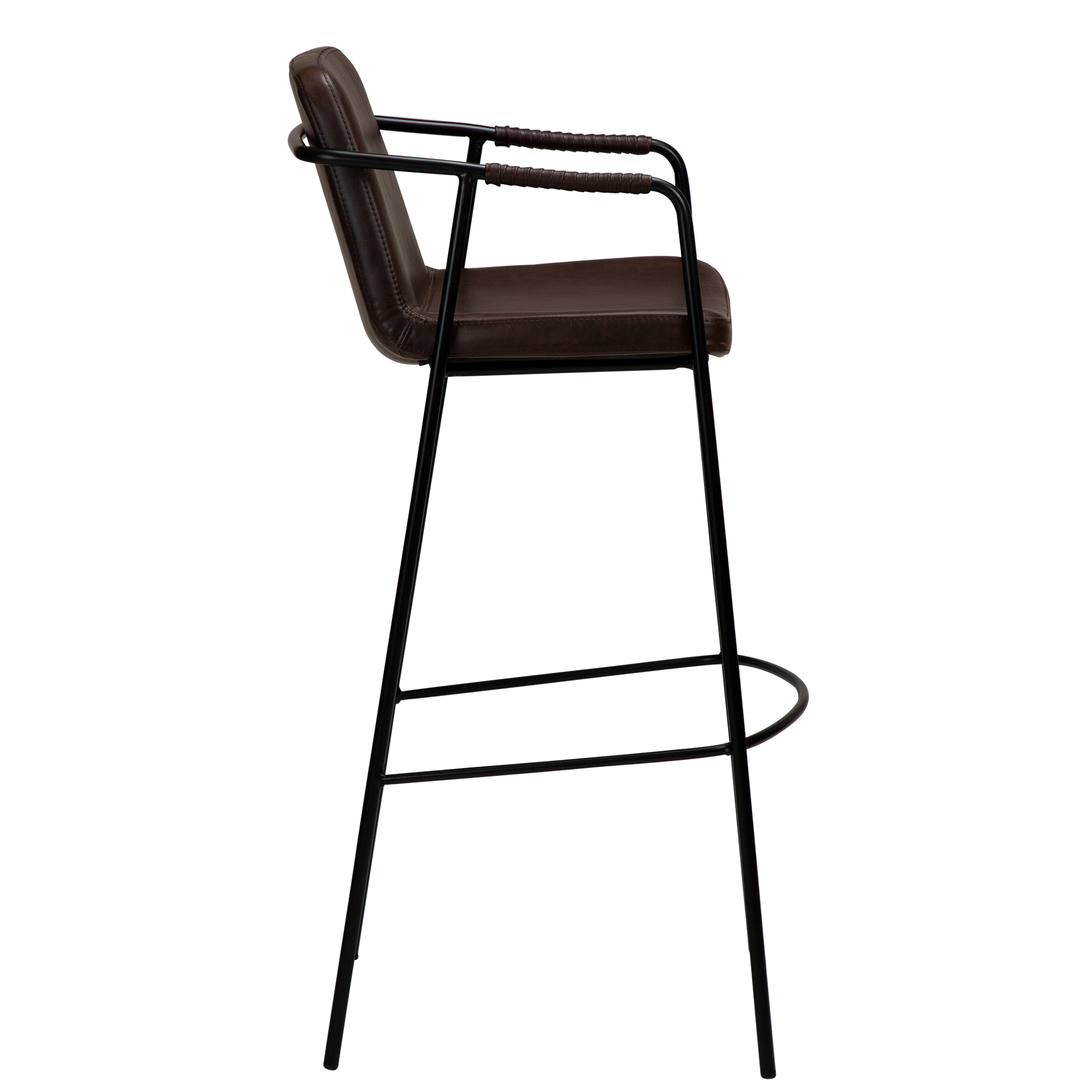 [var:Bezug=Vintage kakaofarbenes Kunstleder mit schwarzen Beinen] BOTO Barhocker