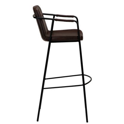 [var:Bezug=Vintage kakaofarbenes Kunstleder mit schwarzen Beinen] BOTO Barhocker