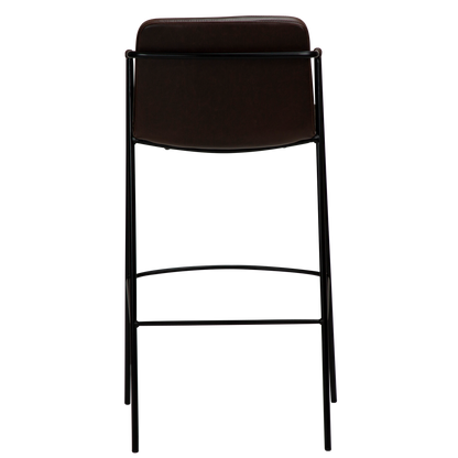 [var:Bezug=Vintage kakaofarbenes Kunstleder mit schwarzen Beinen] BOTO Barhocker