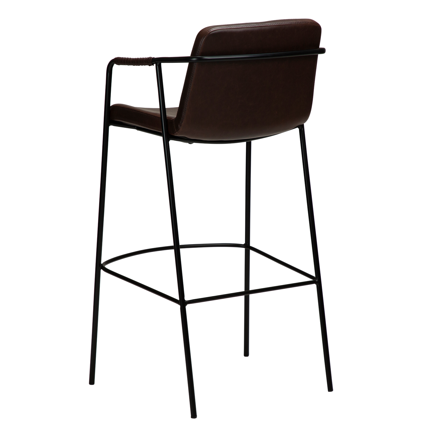 [var:Bezug=Vintage kakaofarbenes Kunstleder mit schwarzen Beinen] BOTO Barhocker