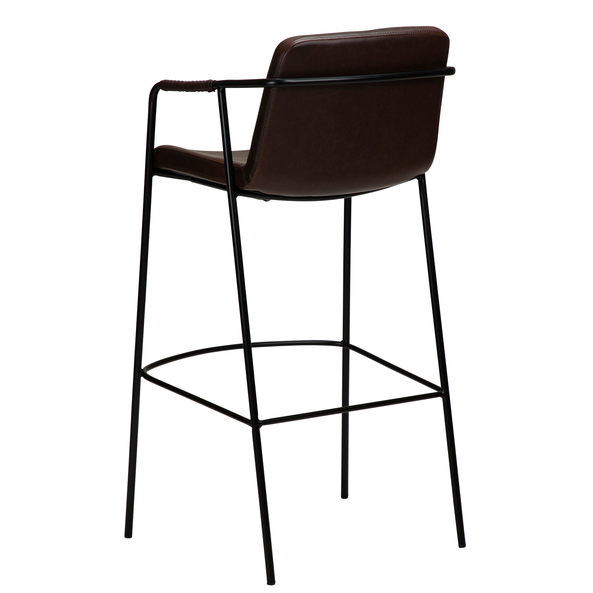 [var:Bezug=Vintage kakaofarbenes Kunstleder mit schwarzen Beinen] BOTO Barhocker