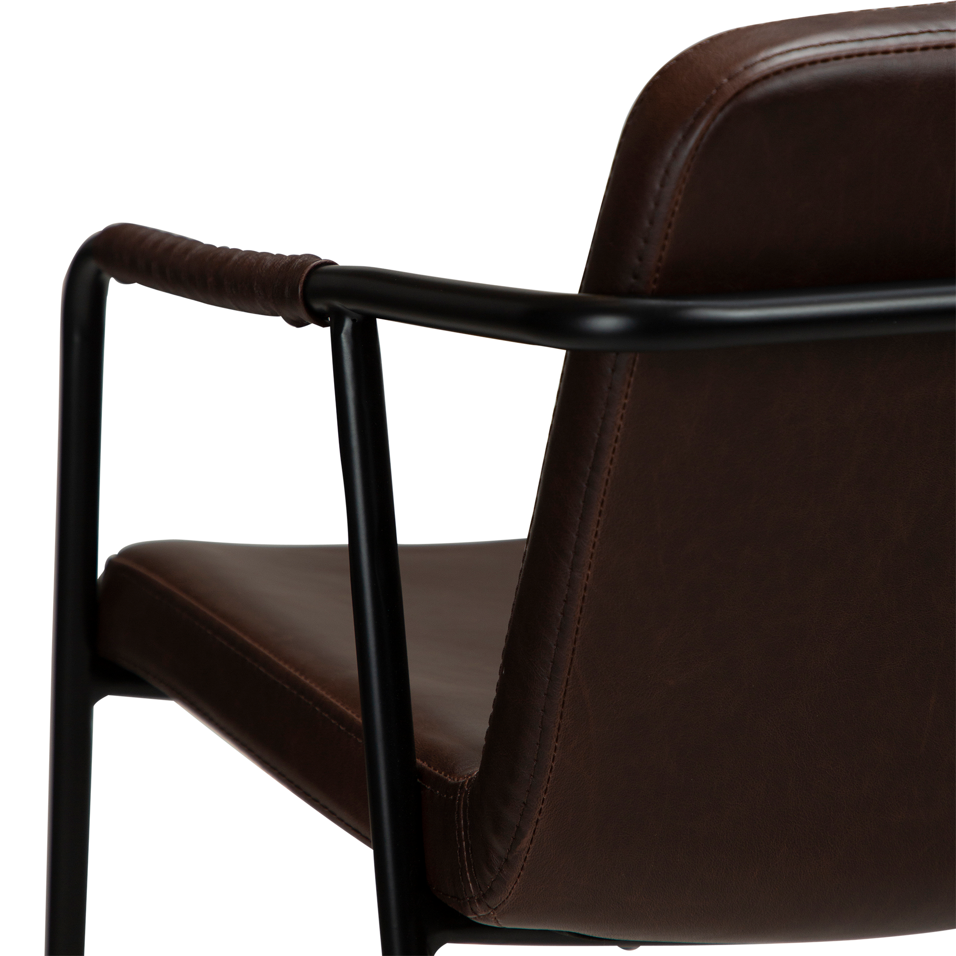 [var:Bezug=Vintage kakaofarbenes Kunstleder mit schwarzen Beinen] BOTO Barhocker