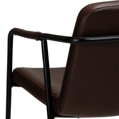 [var:Bezug=Vintage kakaofarbenes Kunstleder mit schwarzen Beinen] BOTO Barhocker