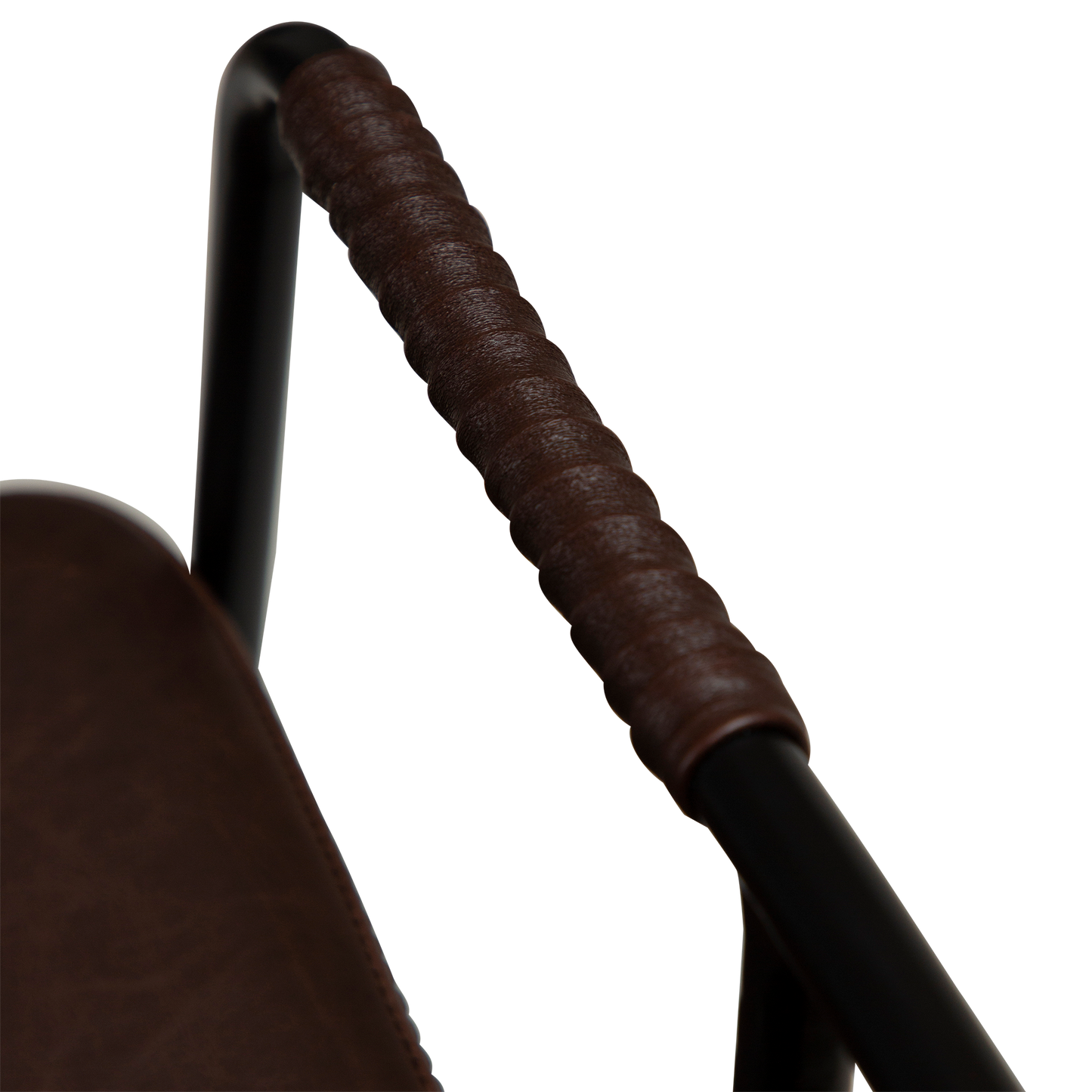 [var:Bezug=Vintage kakaofarbenes Kunstleder mit schwarzen Beinen] BOTO Barhocker