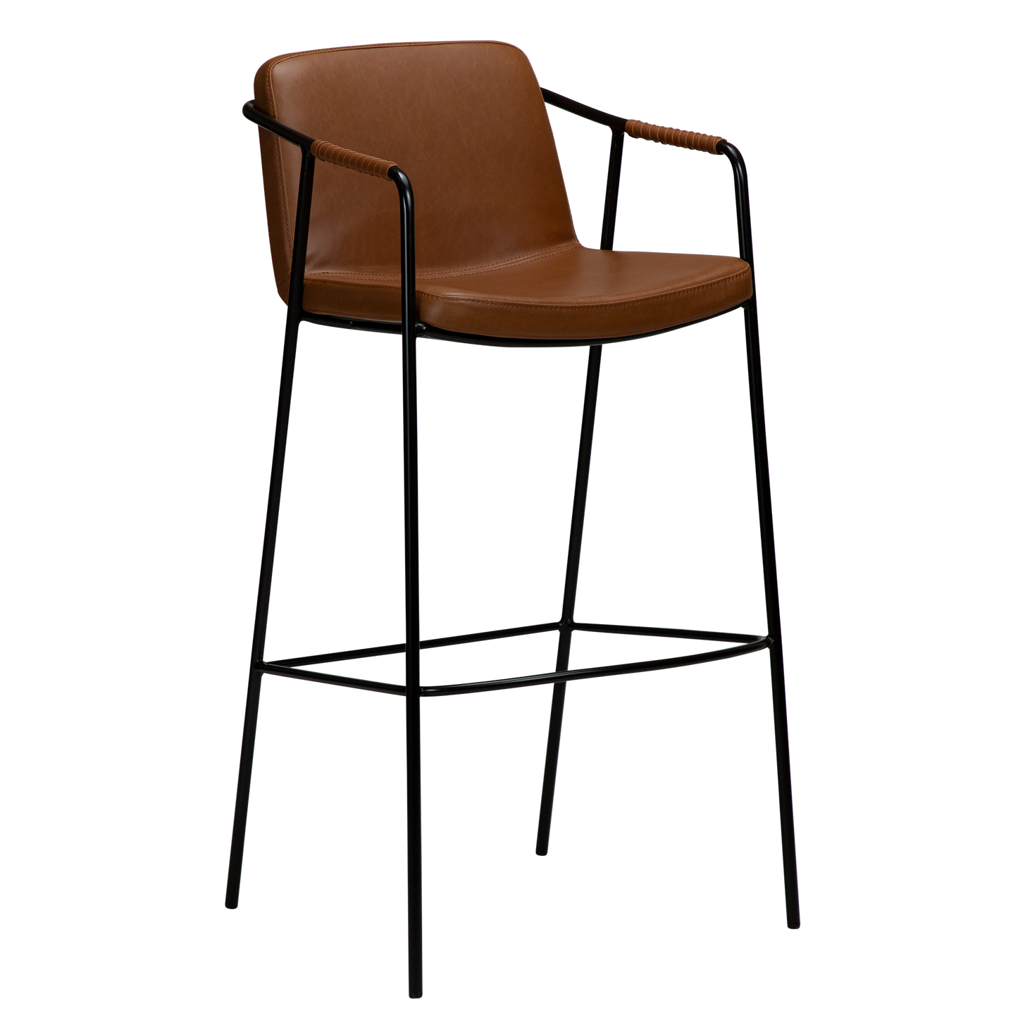 [var:Bezug=Vintage hellbraunes Kunstleder mit schwarzen Beinen] BOTO Barhocker