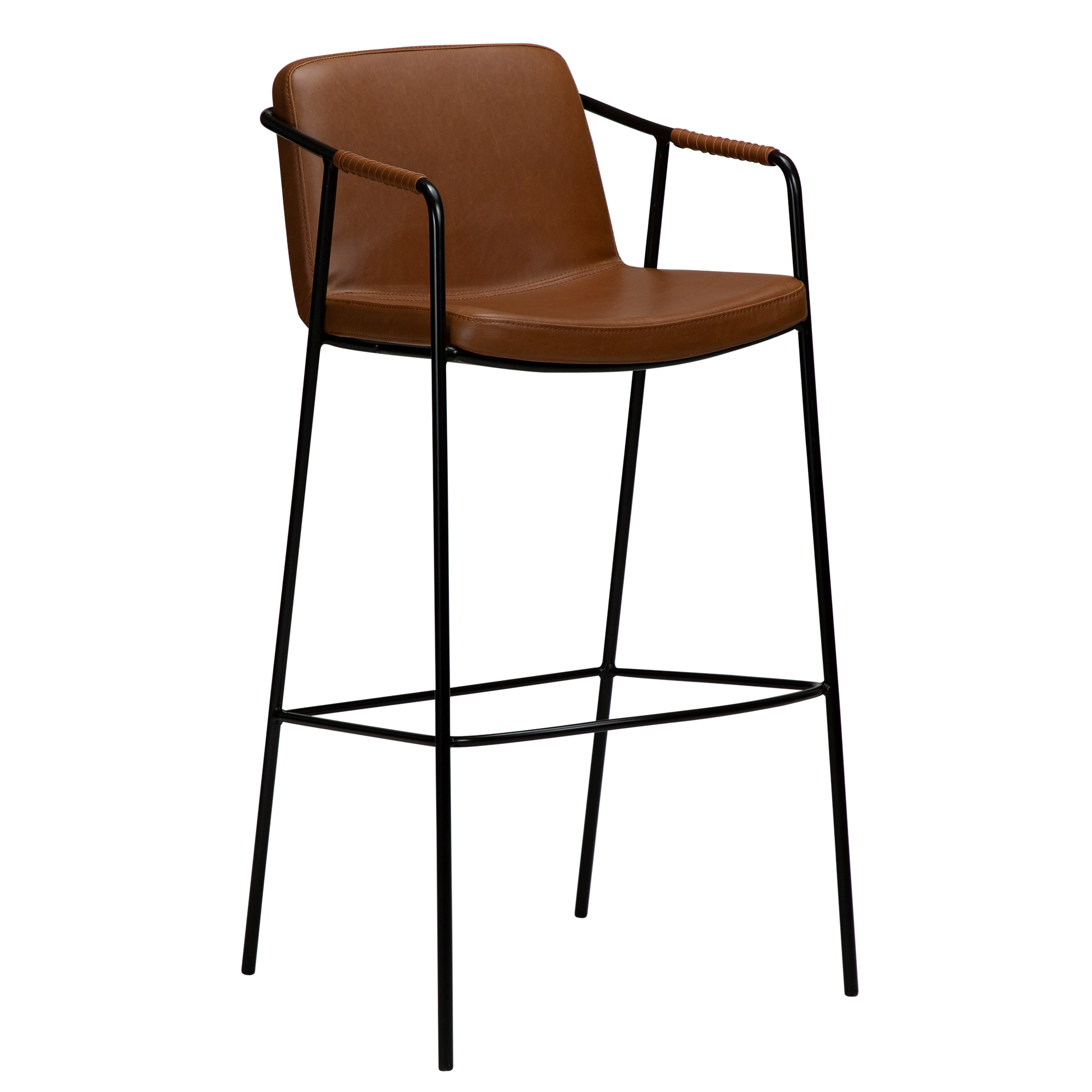 [var:Bezug=Vintage hellbraunes Kunstleder mit schwarzen Beinen] BOTO Barhocker