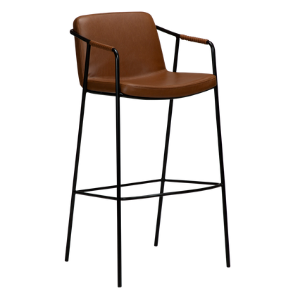 [var:Bezug=Vintage hellbraunes Kunstleder mit schwarzen Beinen] BOTO Barhocker