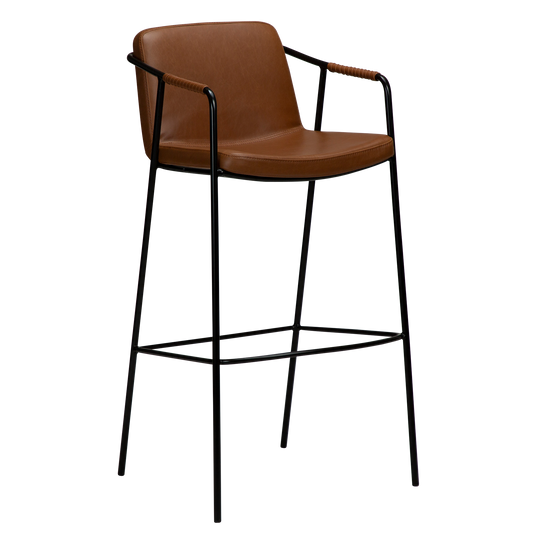 [var:Bezug=Vintage hellbraunes Kunstleder mit schwarzen Beinen] BOTO Barhocker