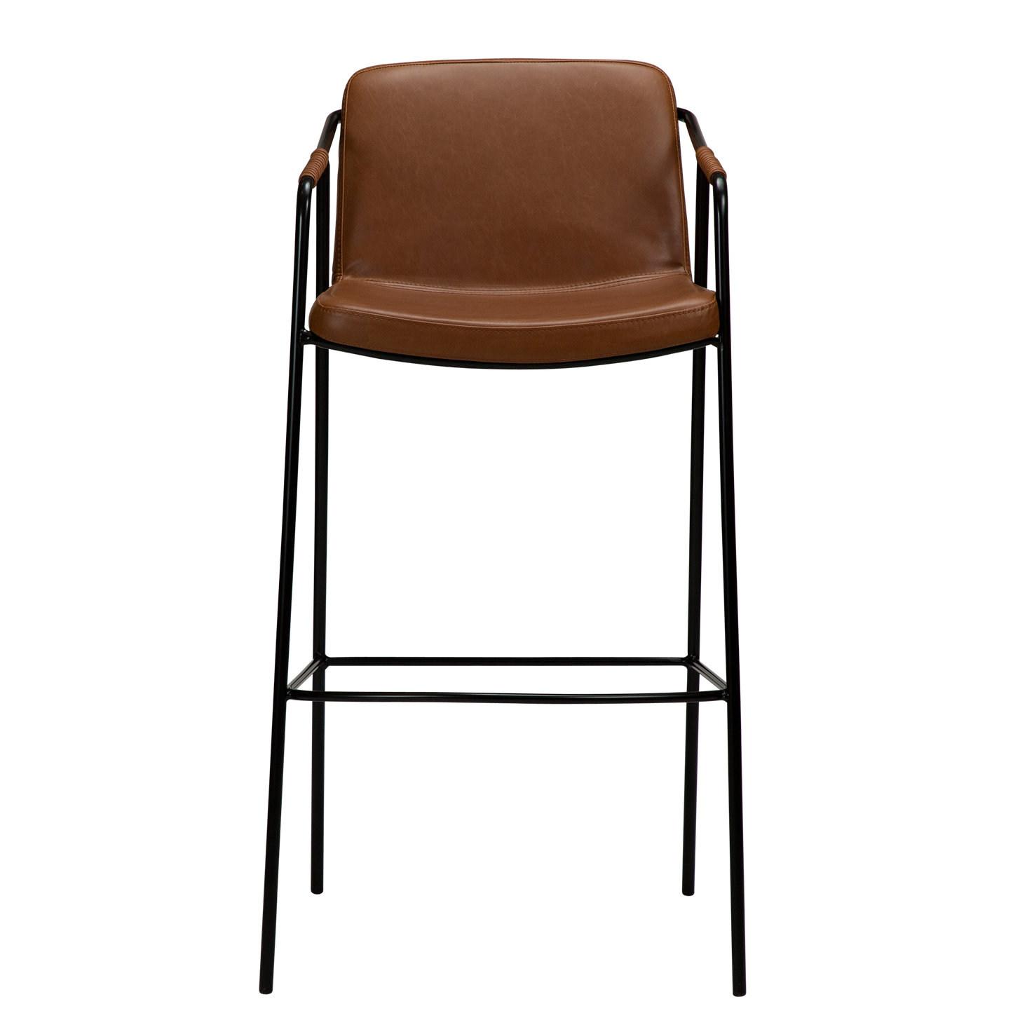 [var:Bezug=Vintage hellbraunes Kunstleder mit schwarzen Beinen] BOTO Barhocker