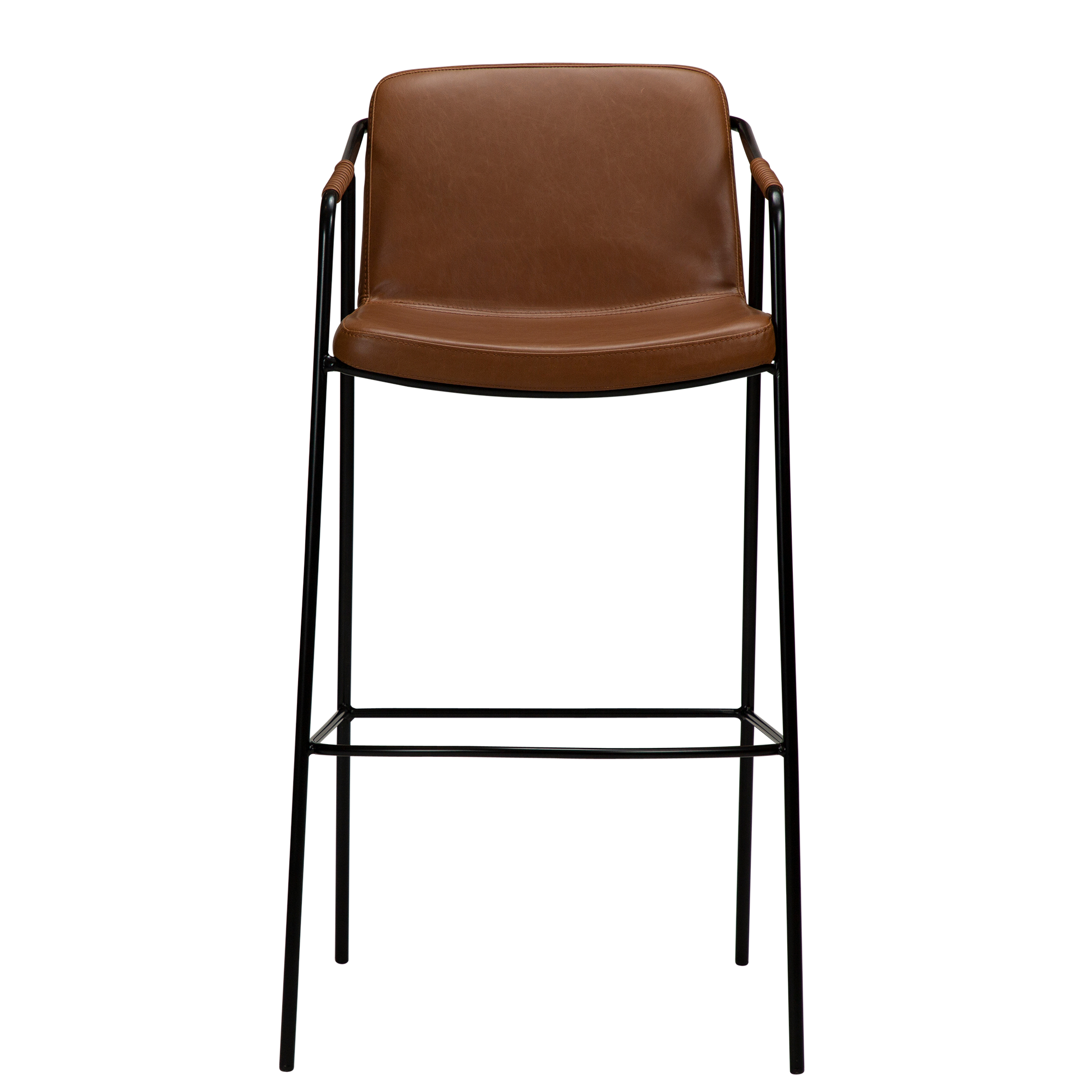 [var:Bezug=Vintage hellbraunes Kunstleder mit schwarzen Beinen] BOTO Barhocker