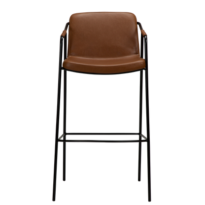 [var:Bezug=Vintage hellbraunes Kunstleder mit schwarzen Beinen] BOTO Barhocker