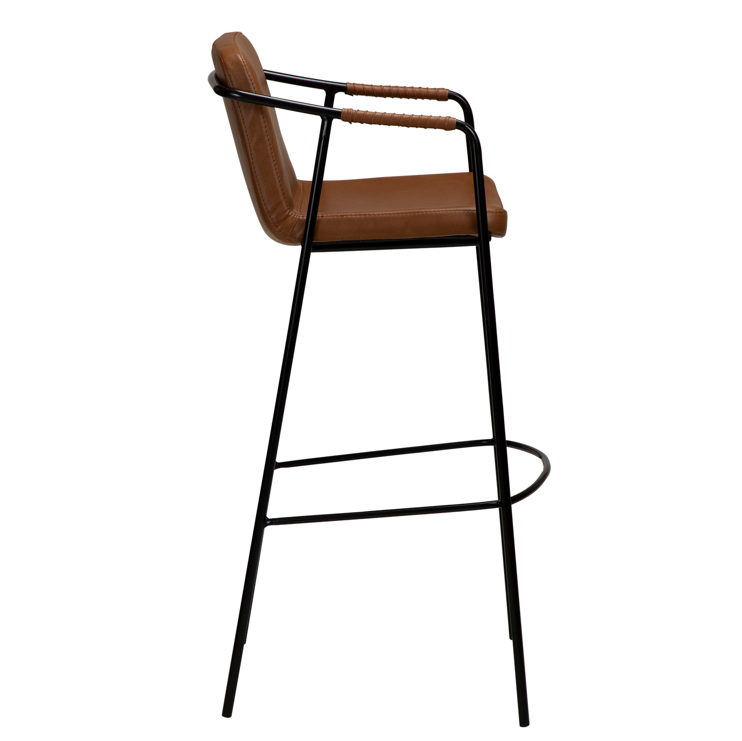 [var:Bezug=Vintage hellbraunes Kunstleder mit schwarzen Beinen] BOTO Barhocker