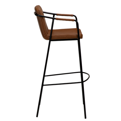 [var:Bezug=Vintage hellbraunes Kunstleder mit schwarzen Beinen] BOTO Barhocker