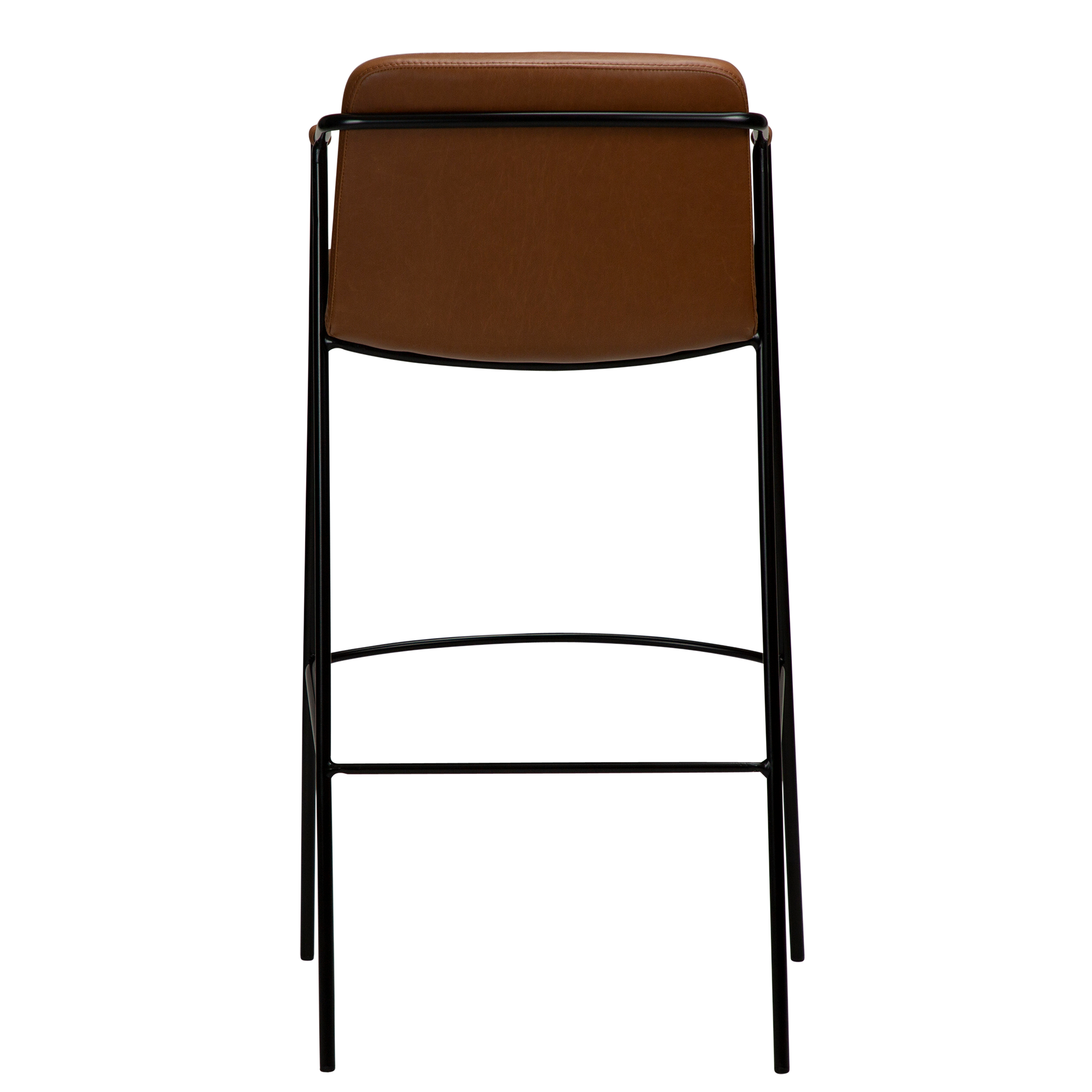 [var:Bezug=Vintage hellbraunes Kunstleder mit schwarzen Beinen] BOTO Barhocker