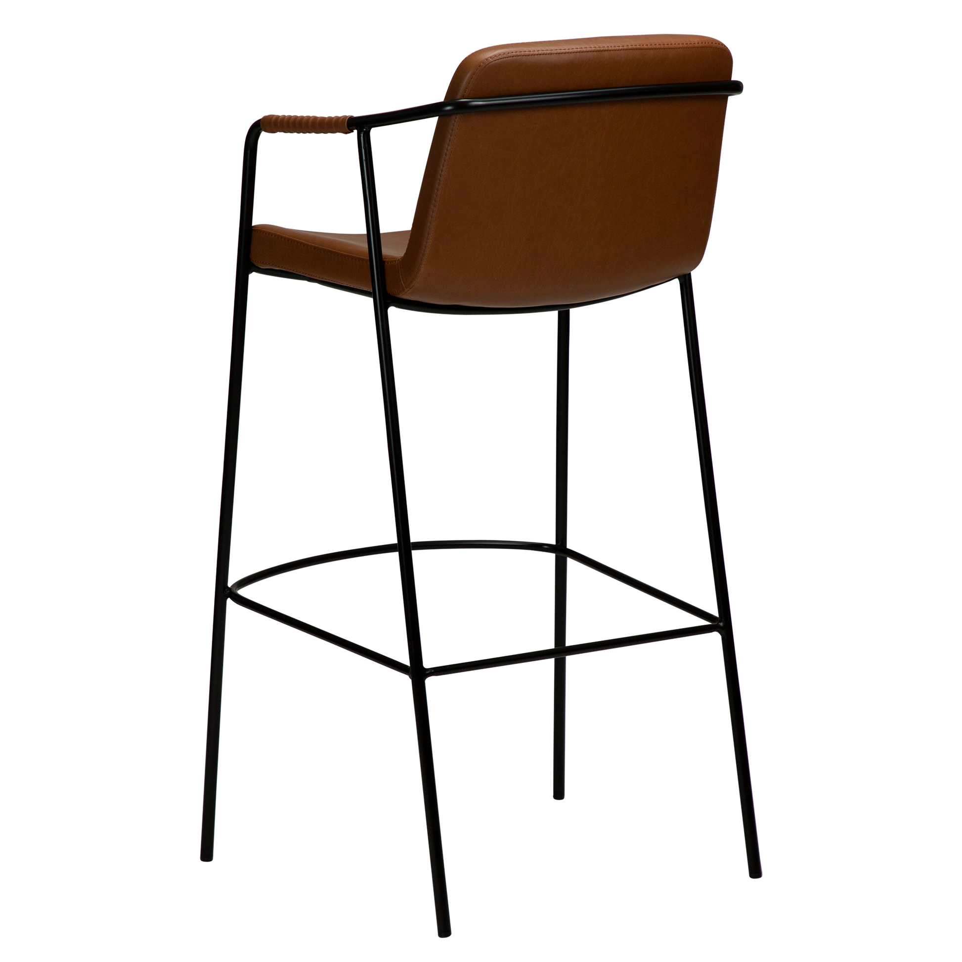 [var:Bezug=Vintage hellbraunes Kunstleder mit schwarzen Beinen] BOTO Barhocker