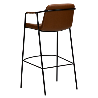 [var:Bezug=Vintage hellbraunes Kunstleder mit schwarzen Beinen] BOTO Barhocker