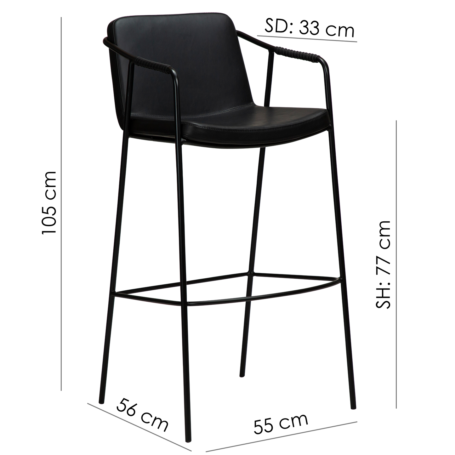 [var:Bezug=Vintage hellbraunes Kunstleder mit schwarzen Beinen] BOTO Barhocker