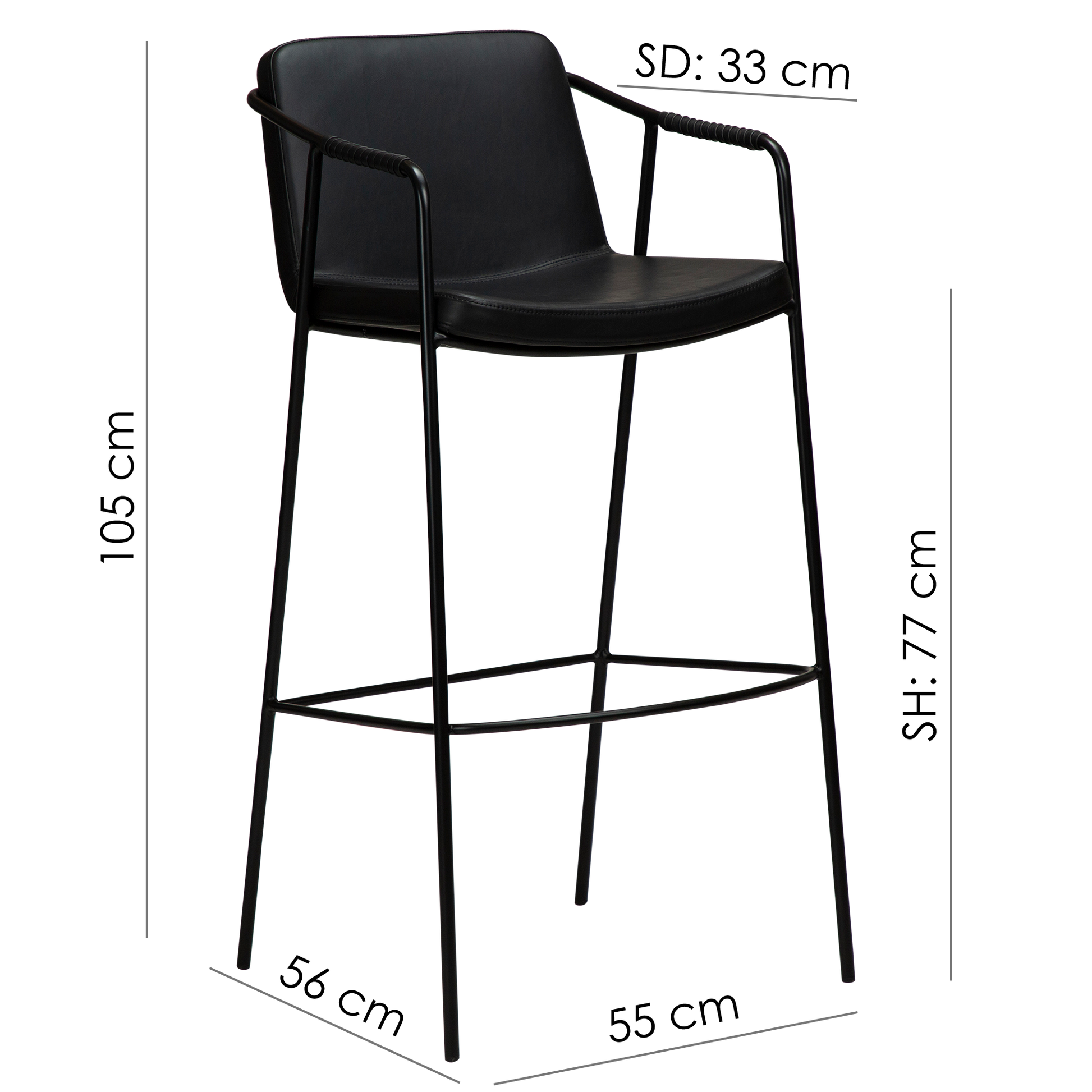 [var:Bezug=Vintage hellbraunes Kunstleder mit schwarzen Beinen] BOTO Barhocker