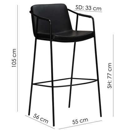 [var:Bezug=Vintage hellbraunes Kunstleder mit schwarzen Beinen] BOTO Barhocker