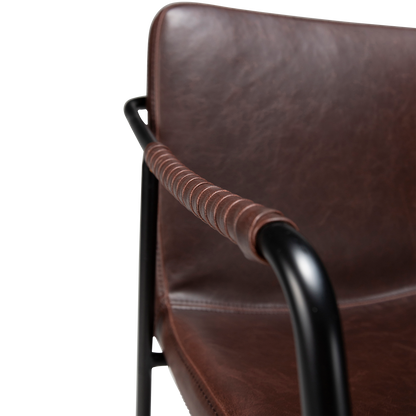 [var:Bezug=Vintage kakaofarbenes Kunstleder mit schwarzen Beinen] BOTO Sessel