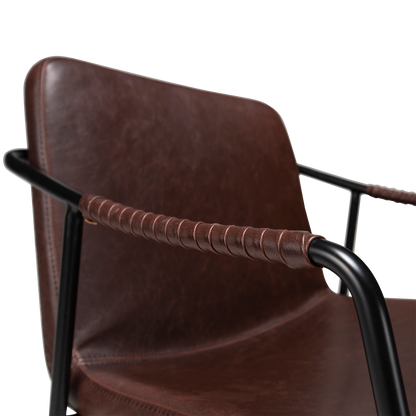 [var:Bezug=Vintage kakaofarbenes Kunstleder mit schwarzen Beinen] BOTO Sessel