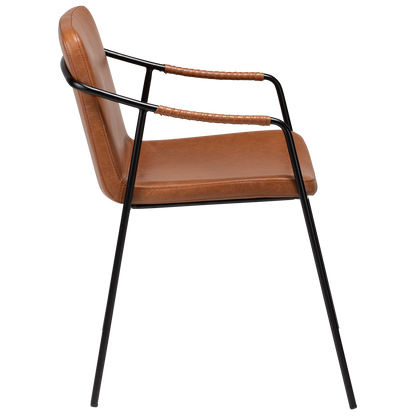 [var:Bezug=Vintage hellbraunes Kunstleder mit schwarzen Beinen] BOTO Sessel