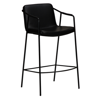 [var:Bezug=Vintage schwarzes Kunstleder mit schwarzen Beinen] BOTO Thekenhocker