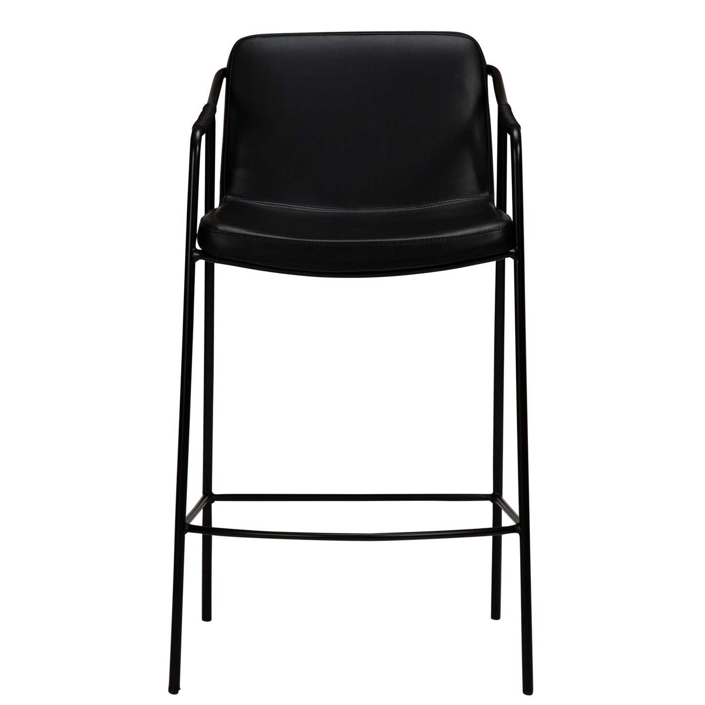 [var:Bezug=Vintage schwarzes Kunstleder mit schwarzen Beinen] BOTO Thekenhocker