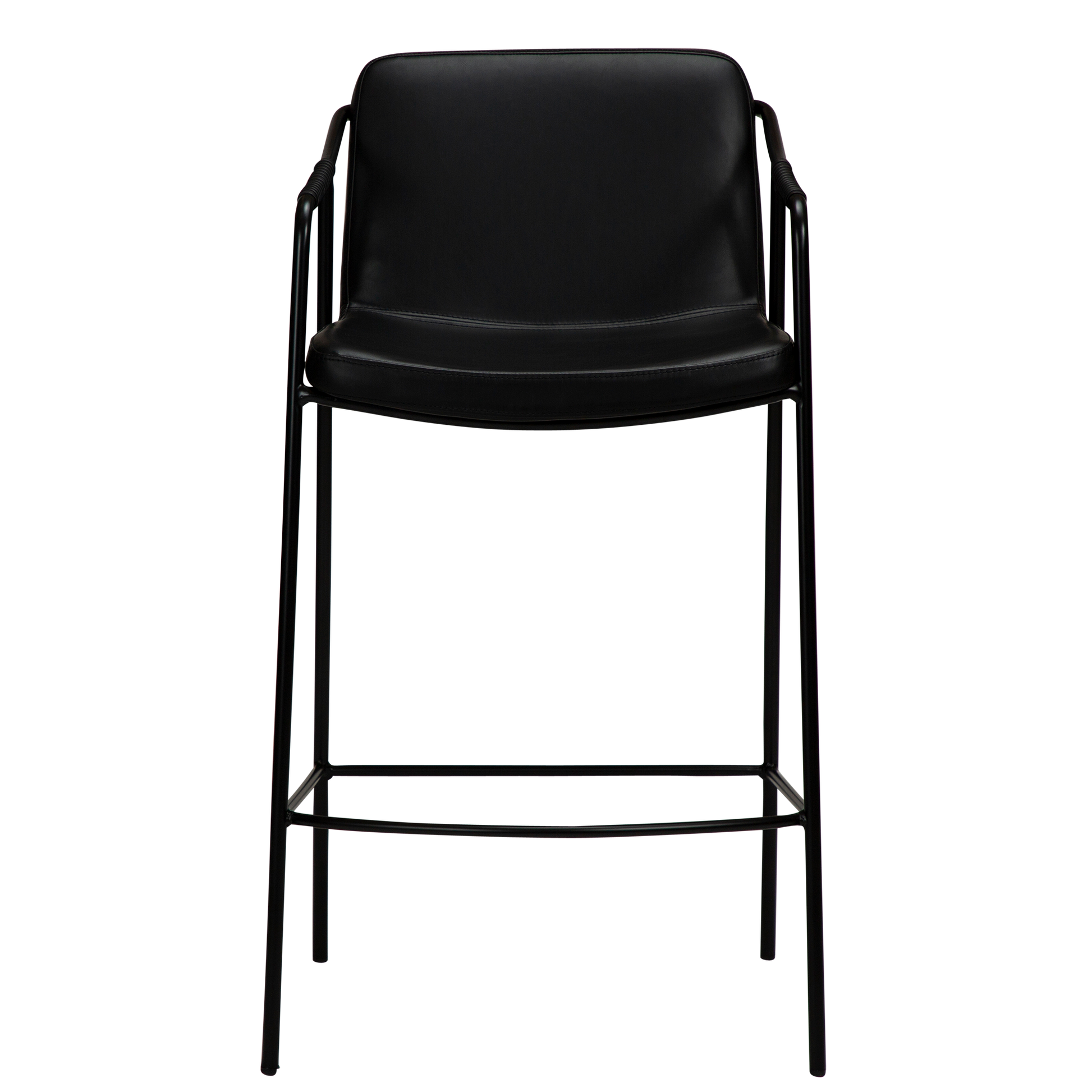 [var:Bezug=Vintage schwarzes Kunstleder mit schwarzen Beinen] BOTO Thekenhocker
