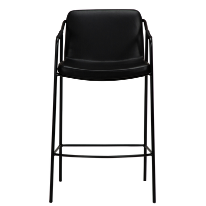 [var:Bezug=Vintage schwarzes Kunstleder mit schwarzen Beinen] BOTO Thekenhocker