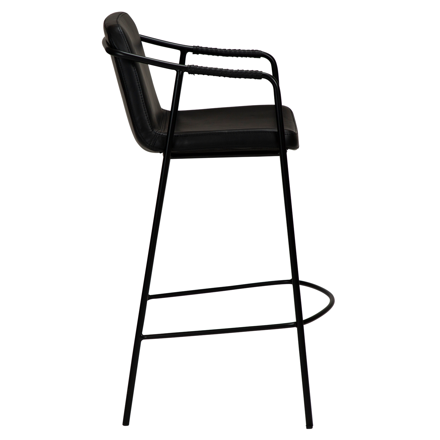 [var:Bezug=Vintage schwarzes Kunstleder mit schwarzen Beinen] BOTO Thekenhocker