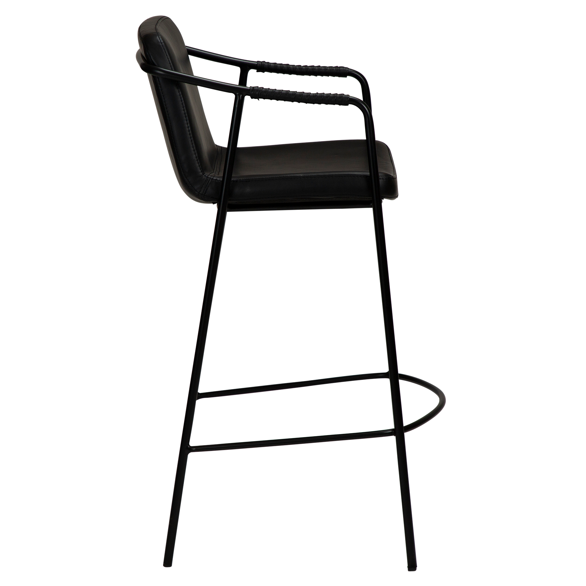 [var:Bezug=Vintage schwarzes Kunstleder mit schwarzen Beinen] BOTO Thekenhocker