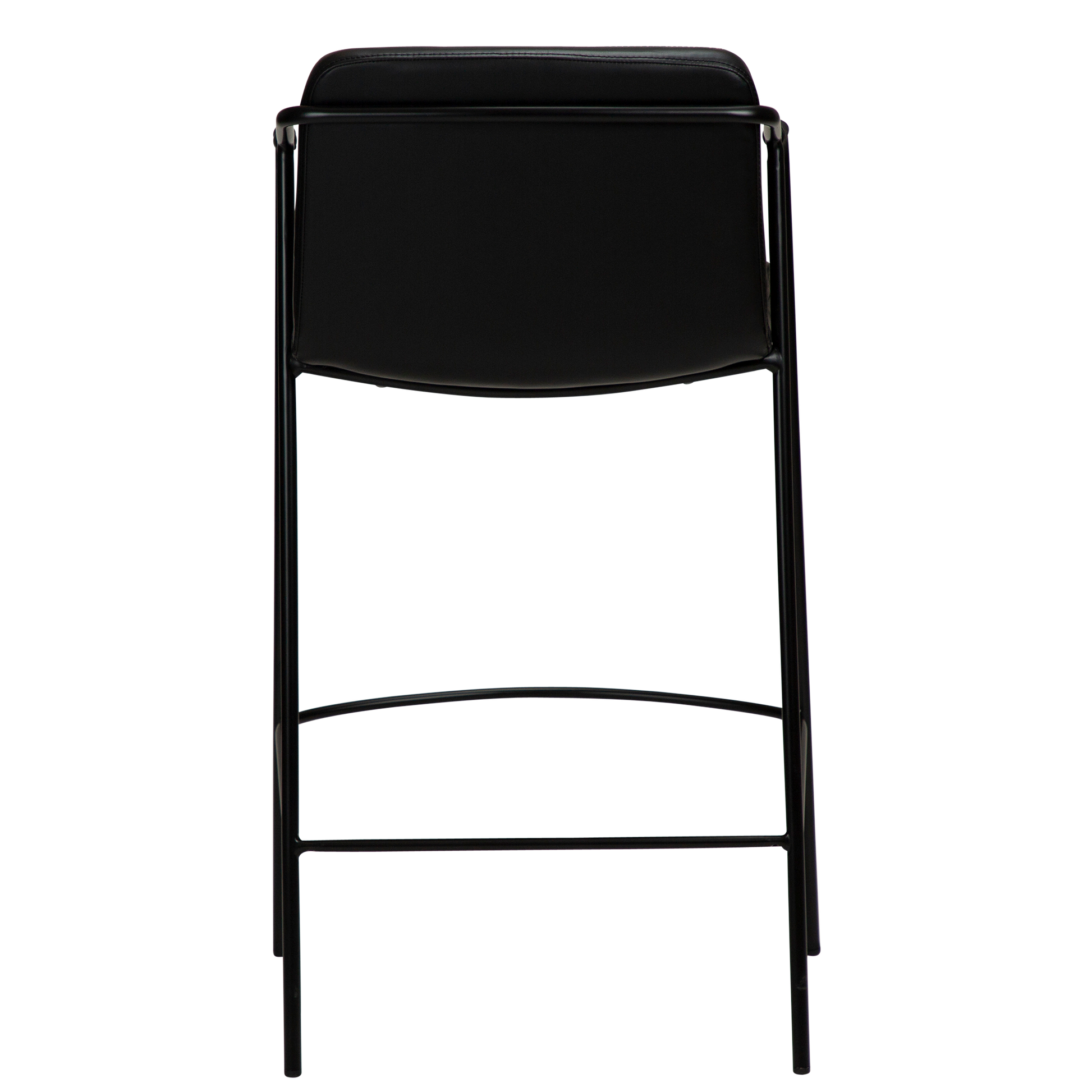 [var:Bezug=Vintage schwarzes Kunstleder mit schwarzen Beinen] BOTO Thekenhocker