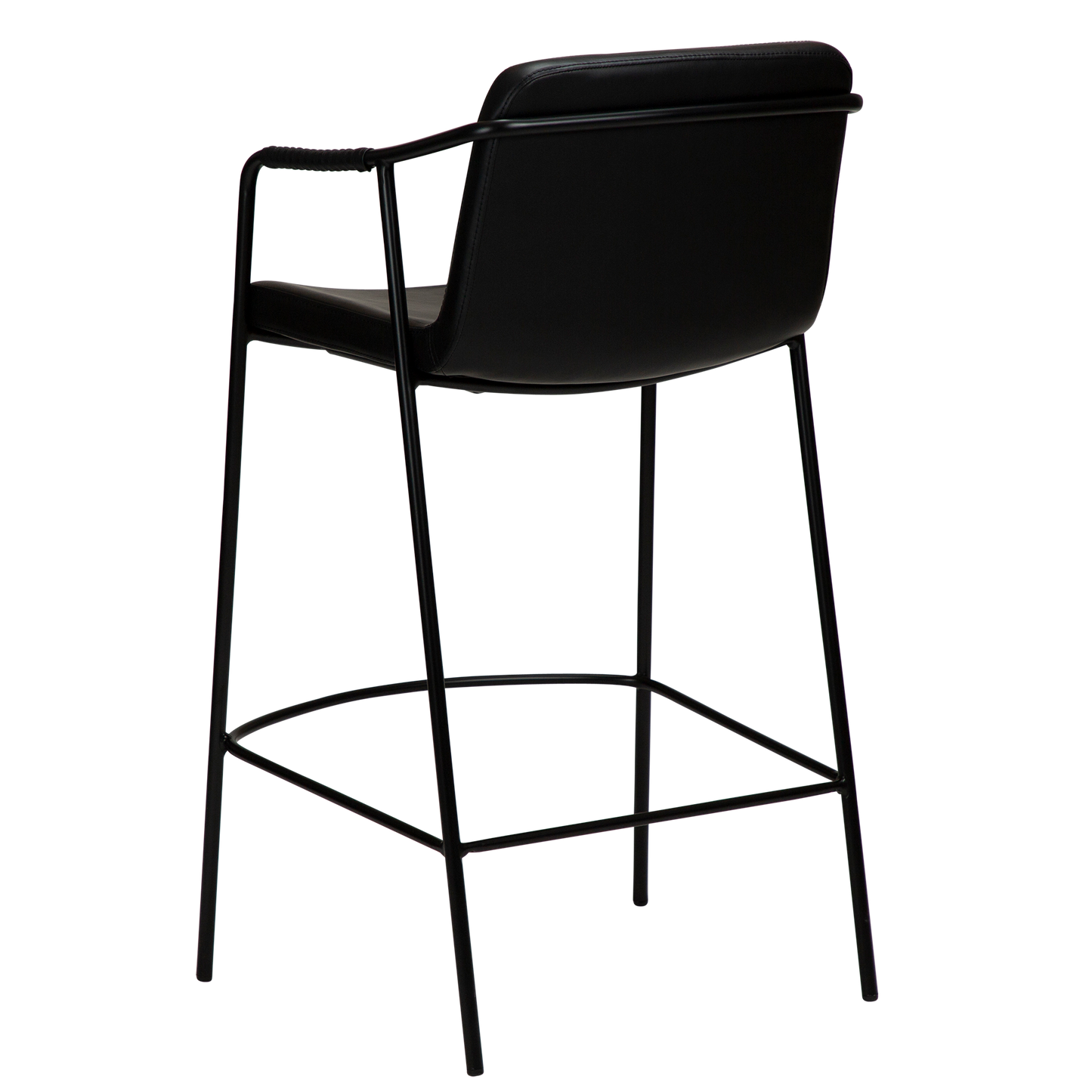 [var:Bezug=Vintage schwarzes Kunstleder mit schwarzen Beinen] BOTO Thekenhocker