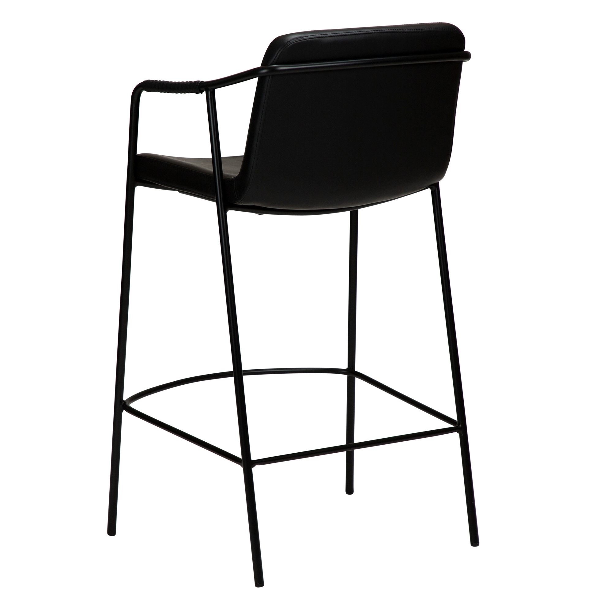 [var:Bezug=Vintage schwarzes Kunstleder mit schwarzen Beinen] BOTO Thekenhocker